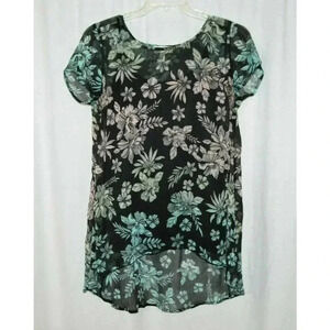 Jessica Simpson Maternity Black Floral Tank Blouse
